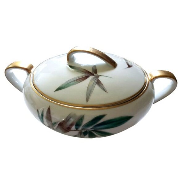 Vintage Noritake Canton Bamboo Pattern Creamer & Sugar Set - Picture 2 of 12